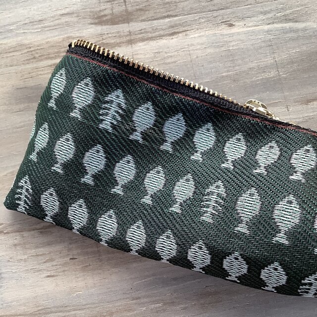 【お魚】畳縁 テトラ型 ミニポーチ 小銭入れ さかな 緑