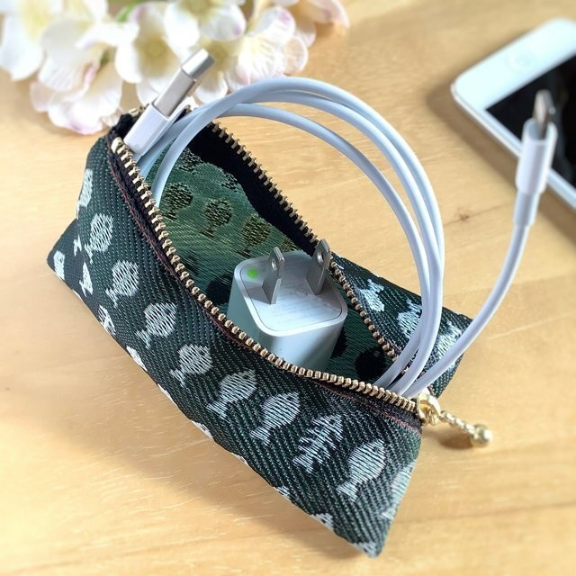 【お魚】畳縁 テトラ型 ミニポーチ 小銭入れ さかな 緑