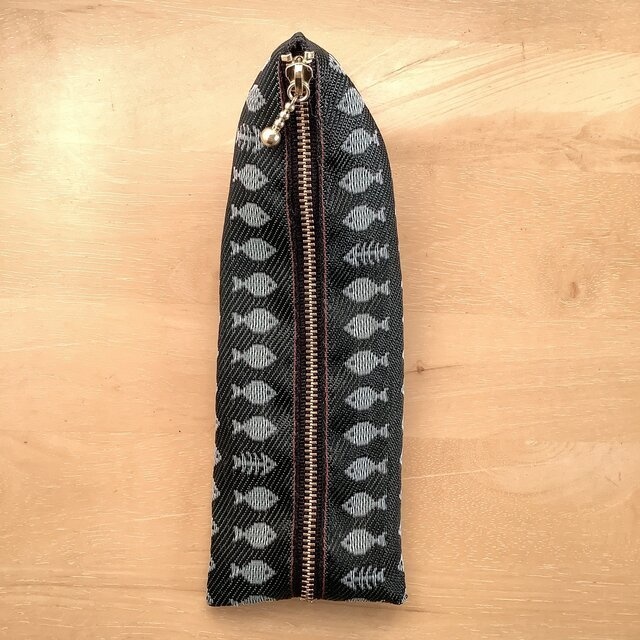 【お魚】② 畳縁 テトラ型 ペンケース グリーン さかな