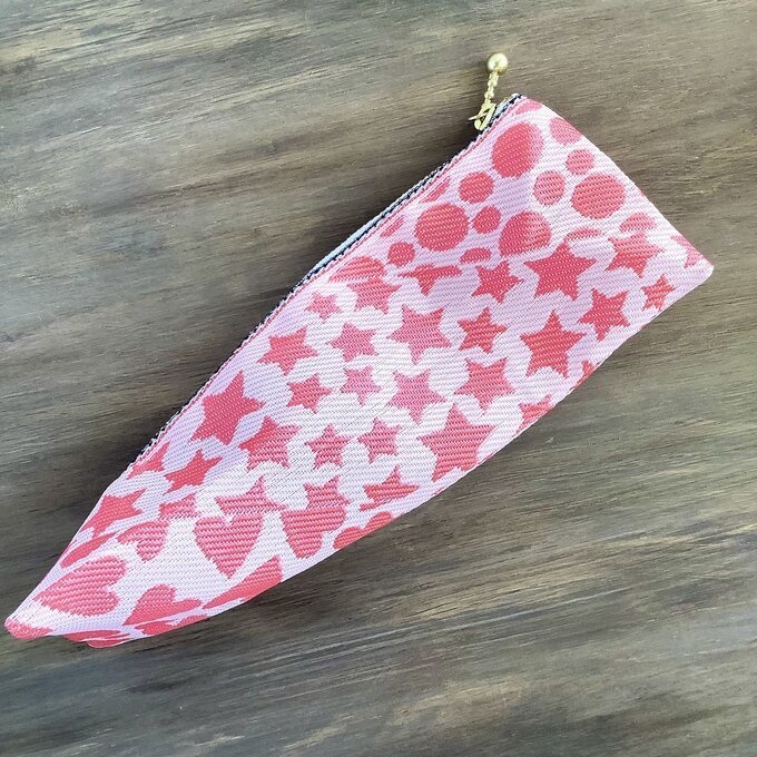 【うきうき♡キラキラ★】 畳縁 テトラ型 ペンケース ピンク ハート 星 ドット
