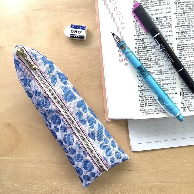 【うきうき♡キラキラ★】 畳縁 テトラ型 ペンケース ピンク ハート 星 ドット