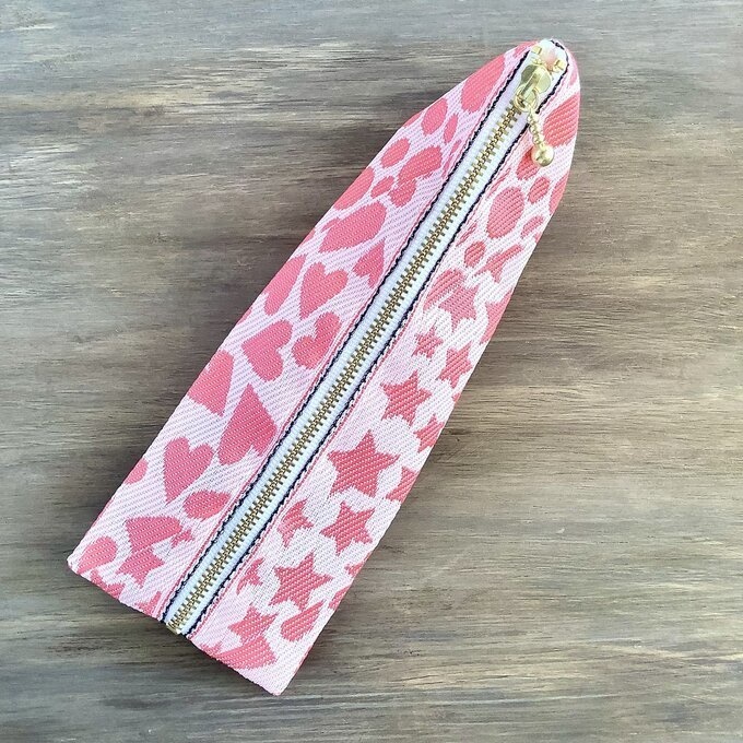 【うきうき♡キラキラ★】 畳縁 テトラ型 ペンケース ピンク ハート 星 ドット