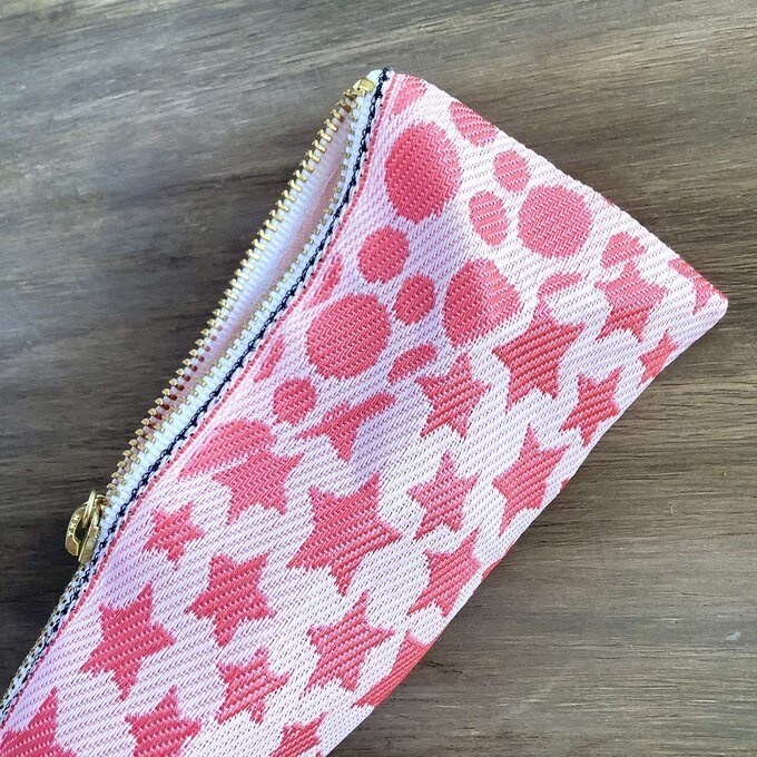 【うきうき♡キラキラ★】 畳縁 テトラ型 ペンケース ピンク ハート 星 ドット