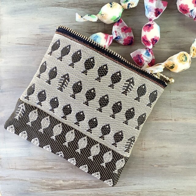 【お魚】畳縁 ポーチ サニタリーケース 朽葉色 こげちゃ