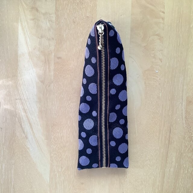 【Midnight】畳縁 テトラ型 ペンケース 黒 紫 ドット 水玉 ハロウィン