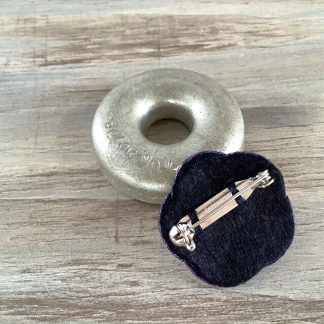 水引 スチームパンク風 ブローチ パープル 帯留 ロボット 歯車