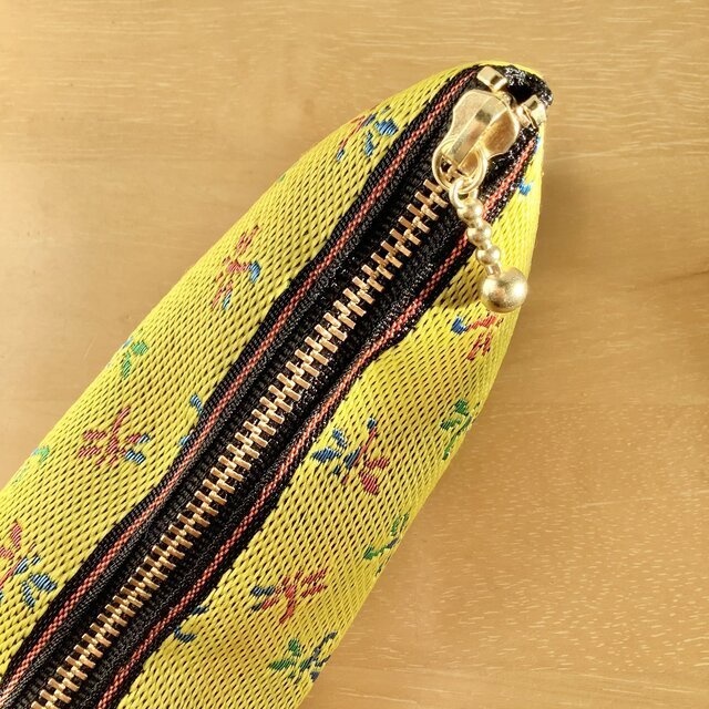 【とんぼ柄】畳縁 テトラ型 ペンケース トンボ 勝ち虫 黄色