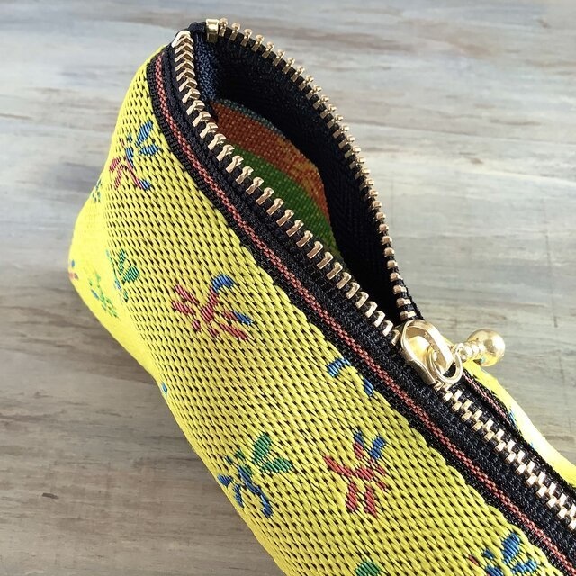 【とんぼ柄】畳縁 テトラ型 ペンケース トンボ 勝ち虫 黄色