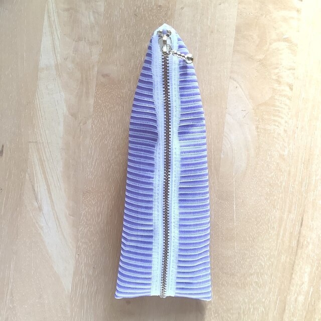 【ラベンダー畑】畳縁 テトラ型 ペンケース 紫 ボーダー しましま
