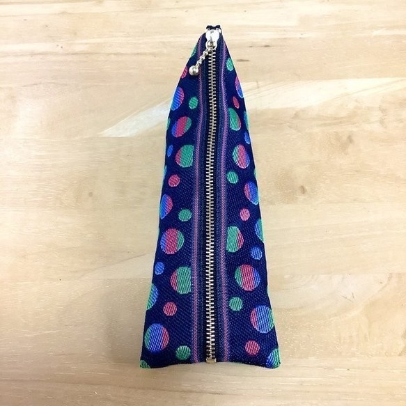 【カラフル水玉柄】畳縁 テトラ型 ペンケース 和風 ドット