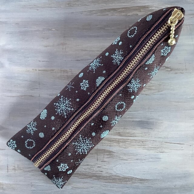 【六華】畳縁 ペンケース チョコミント 雪の結晶 クリスマス スノウフレイク