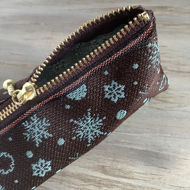 【六華】畳縁 ペンケース チョコミント 雪の結晶 クリスマス スノウフレイク