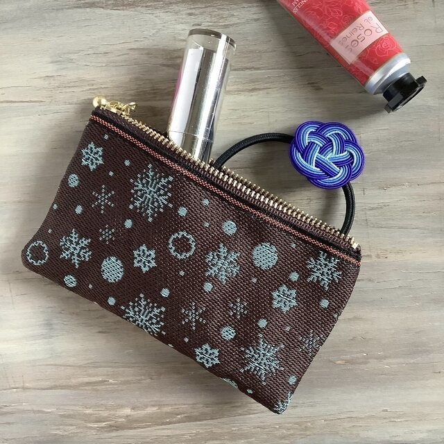 【六華】畳縁 ペンケース チョコミント 雪の結晶 クリスマス スノウフレイク