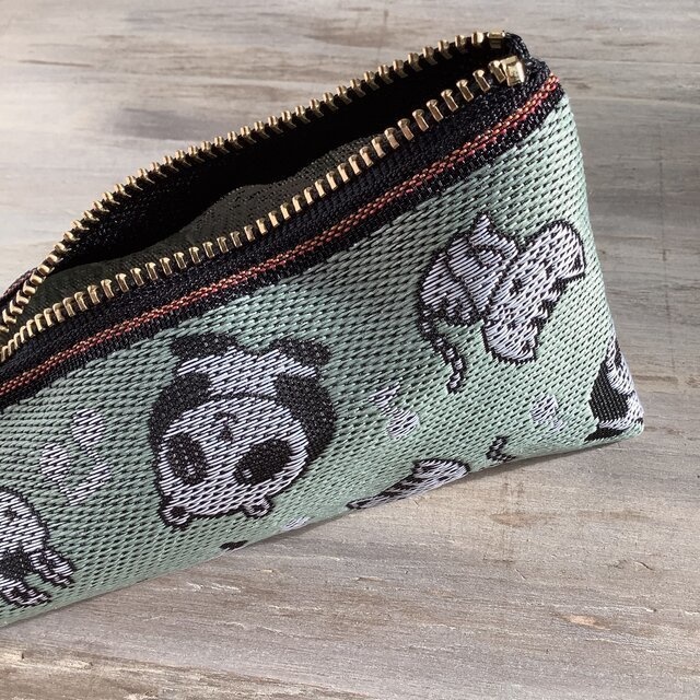 【アニマル柄】畳縁 テトラ型 ペンケース ミント グリーン