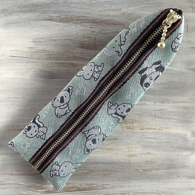 【アニマル柄】畳縁 テトラ型 ペンケース ミント グリーン