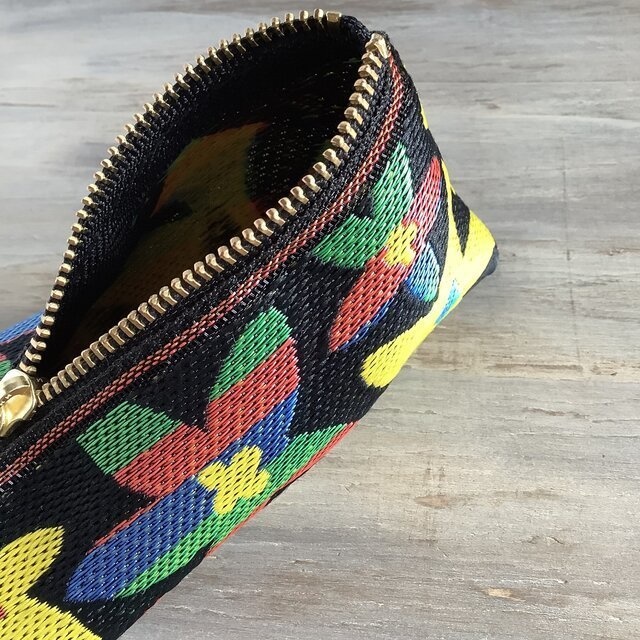 【スターフラワー】畳縁 テトラ型 ペンケース 黒 マルチカラー