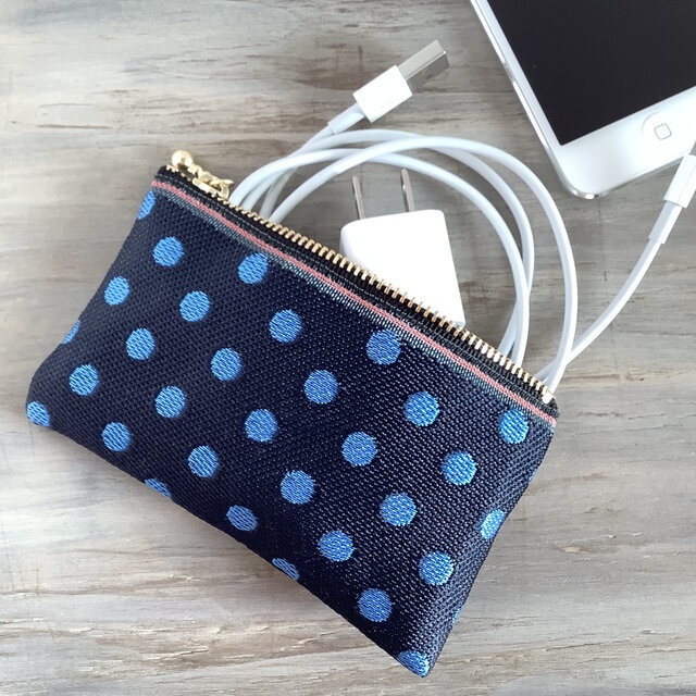 【瑠璃玉】畳縁 テトラ型 ペンケース和風 ドット 水玉 ジンベイザメ