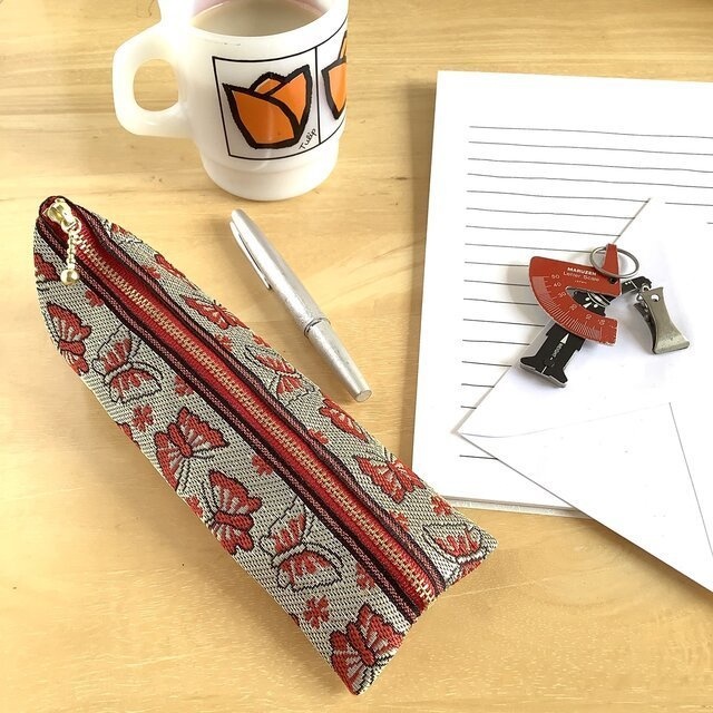 【胡蝶】畳縁 ぺたんこ ミニポーチ カードケース 小銭入れ ゴールド 蝶 チョウチョ