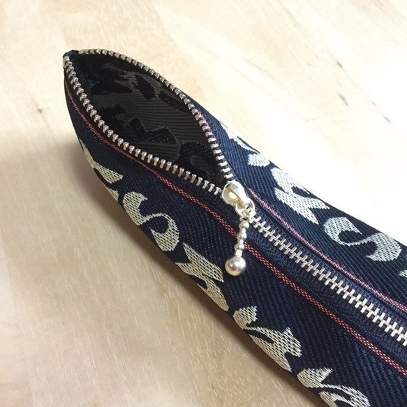 【いろは柄】畳縁 テトラ型 ペンケース 和風 文字柄 ひらがな