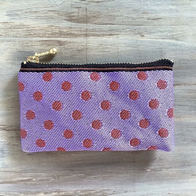 【ベリーベリー】畳縁 水玉 ドット ぺたんこ ミニポーチ カードケース 小銭入れ 紫 ピンク