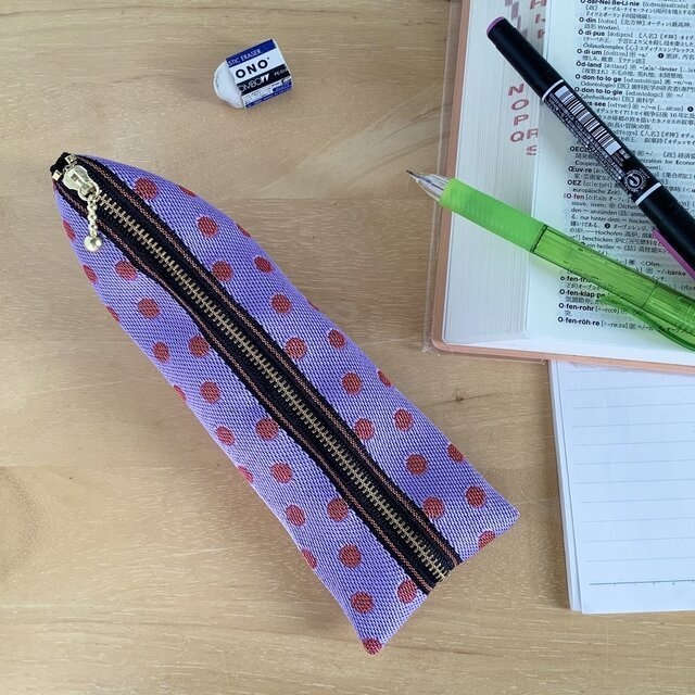 【ベリーベリー】畳縁 水玉 ドット ぺたんこ ミニポーチ カードケース 小銭入れ 紫 ピンク