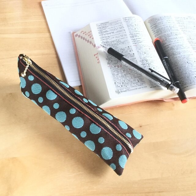 【チョコミント】畳縁 ぺたんこ ミニポーチ カードケース 小銭入れ 薄荷 水玉 ドット