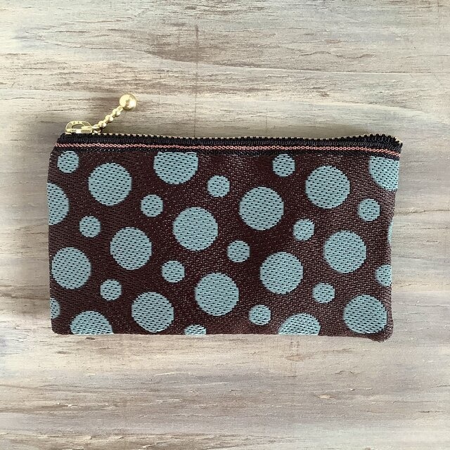 【チョコミント】畳縁 ぺたんこ ミニポーチ カードケース 小銭入れ 薄荷 水玉 ドット