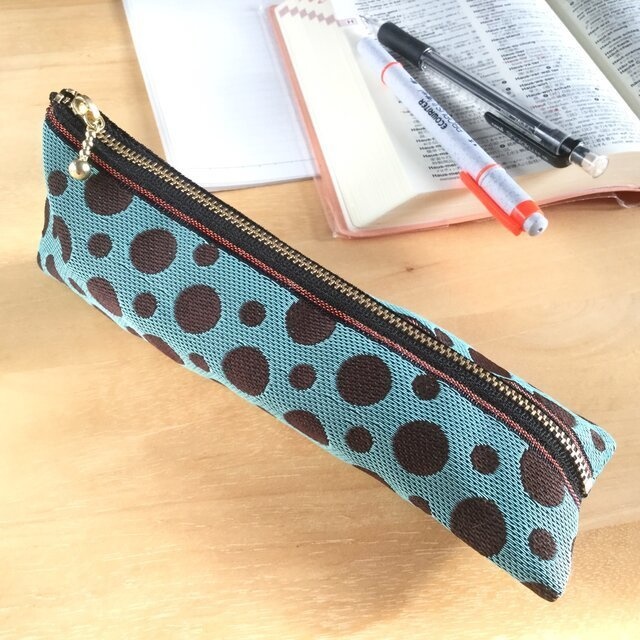 【ミントチョコ】畳縁 ぺたんこ ミニポーチ カードケース 小銭入れ 薄荷 水玉 ドット