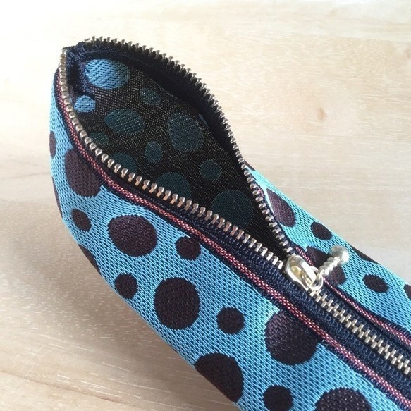 【ミントチョコ】畳縁 テトラ型 ペンケース 水玉 ドット