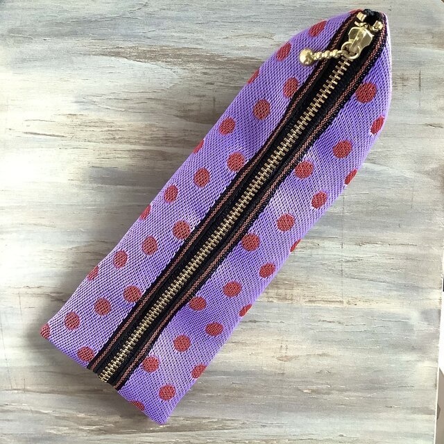 【ベリーベリー】畳縁 テトラ型 ペンケース 水玉 ドット 紫 ピンク