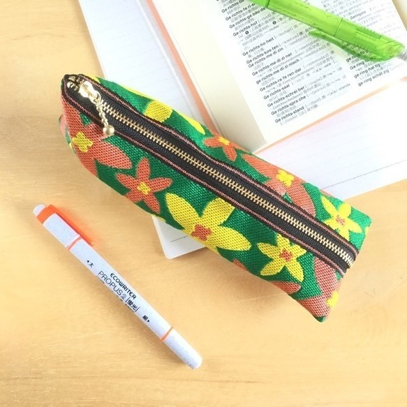 【スターフラワー】畳縁 テトラ型 ペンケース グリーン