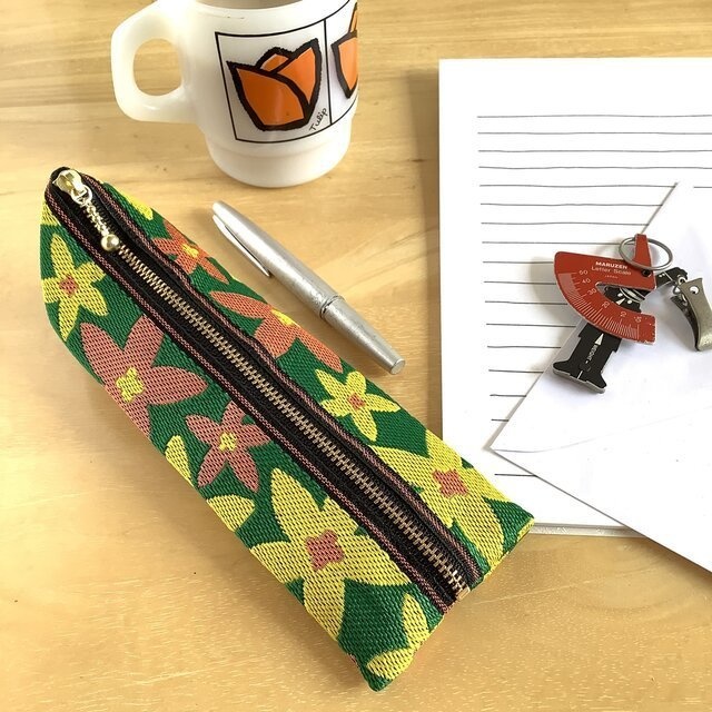 【スターフラワー】畳縁 ぺたんこ ミニポーチ カードケース 小銭入れ 緑 大人可愛い