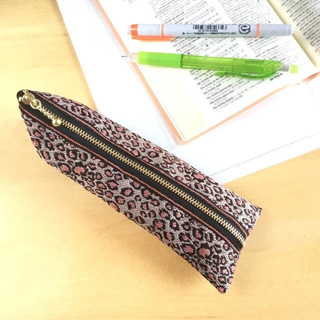 【レオパード】畳縁 テトラ型 ペンケース ヒョウ柄 モード