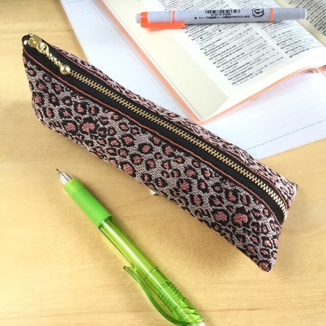 【レオパード】畳縁 ぺたんこ ミニポーチ カードケース 小銭入れ ヒョウ柄 モード