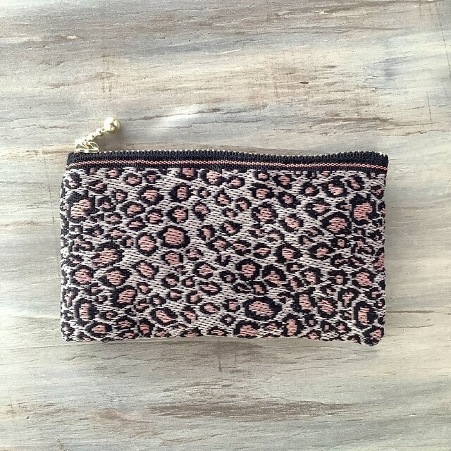 【レオパード】畳縁 ぺたんこ ミニポーチ カードケース 小銭入れ ヒョウ柄 モード