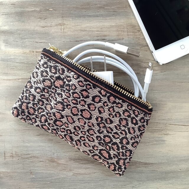 【レオパード】畳縁 ぺたんこ ミニポーチ カードケース 小銭入れ ヒョウ柄 モード