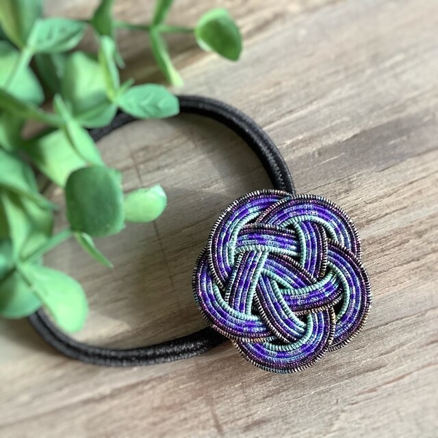 水引製【宙】お花のヘアゴム 宇宙 紺色 星空