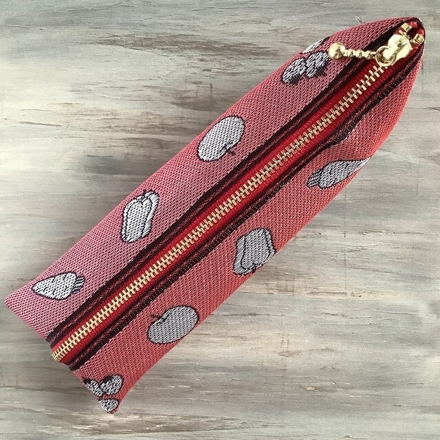 【野菜と果物】 畳のヘリ テトラ型 ペンケース 赤 フルーツ ベジタブル