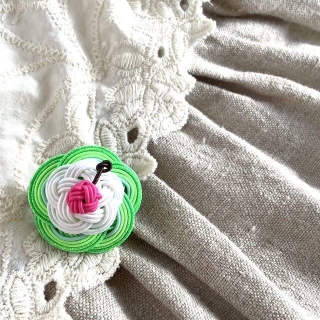【クリームソーダ】水引 ブローチ ソーダ水 メロンソーダ