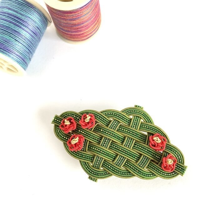 【椿】水引 バレッタ 和風 髪飾り 山茶花 大正浪漫 レトロ