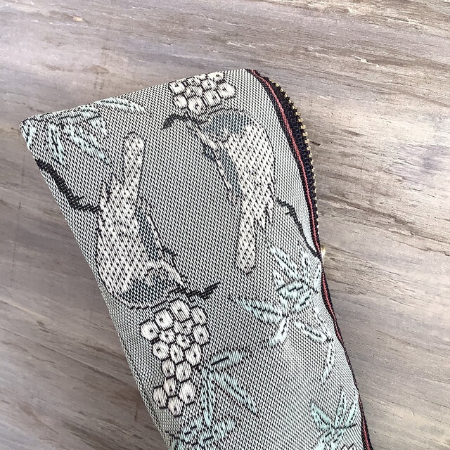 【比翼連理】畳縁 テトラ型 ペンケース 和風 緑青 鳥 木の実 夫婦円満