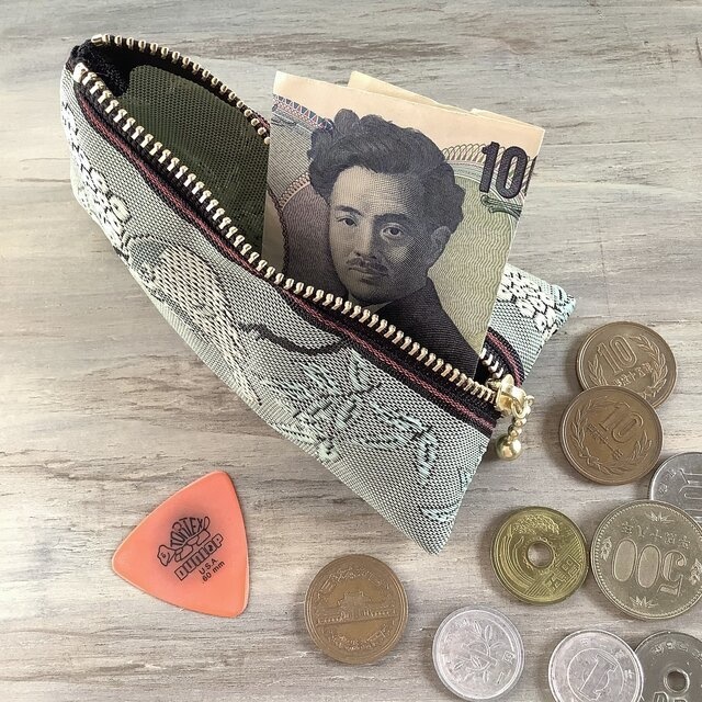 【比翼連理】畳縁 テトラ型 ペンケース 和風 緑青 鳥 木の実 夫婦円満