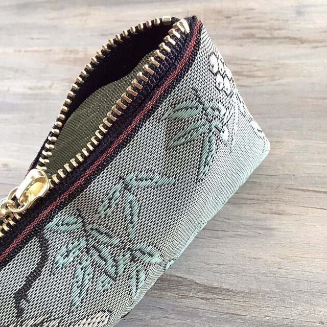 【比翼連理】畳縁 テトラ型 ペンケース 和風 緑青 鳥 木の実 夫婦円満