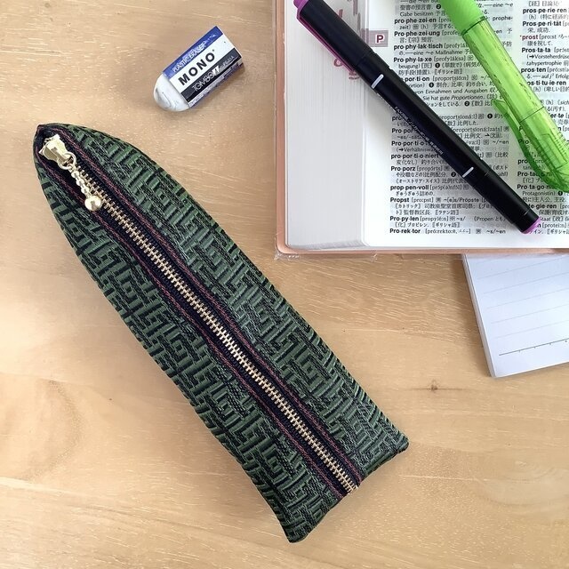 【基板柄?】畳縁 ぺたんこ ミニポーチ カードケース 小銭入れ 迷路 和風 緑 黒