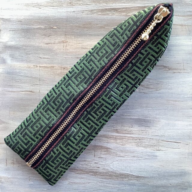 【基板柄?】畳縁 テトラ型 ペンケース 和風 緑 黒 電子回路 迷路