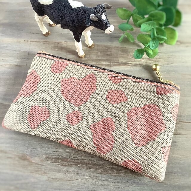 【牛柄】畳縁 ぺたんこ ミニポーチ カードケース 小銭入れ 和風 モノトーン 牛 白黒