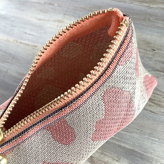 【桃牛】畳縁 テトラ型 ペンケース 和風 ホルスタイン 乳牛 ピンク ピーチミルク