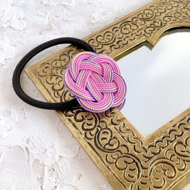 【デイジー】水引 お花のヘアゴム ピンク 桃色 春 和風