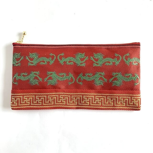 【ドラゴン】畳縁 幅広 ペンケース マスクケース ポーチ チャイナ 雷模様 シノワズリ
