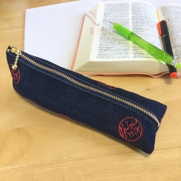 【元気玉】畳縁 テトラ型 ペンケース デニム風